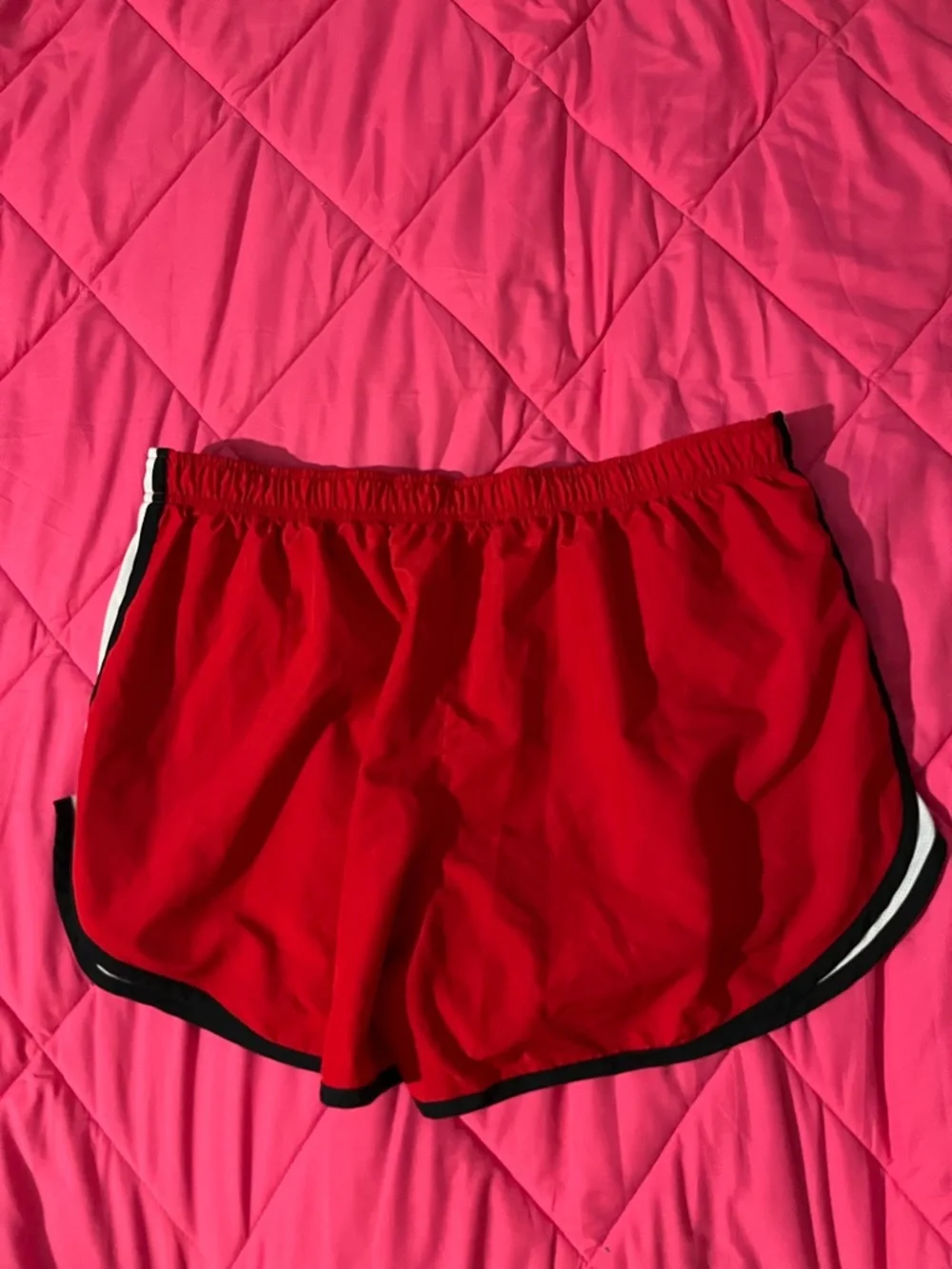 Nike Women's Red Athletic Running Shorts with Black & White Trim - Picture 4 of 5